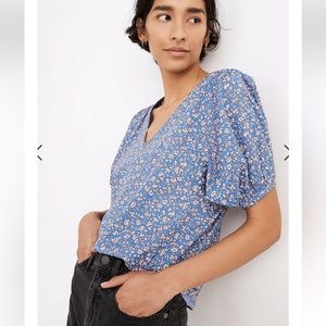 NWT Madewell V-Neck Puff-Sleeve Top in Summer Vines size 1X